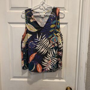 C&C California 100%‎ Lyocell Tropical V-neck Sleeveless Tank Top Size Large